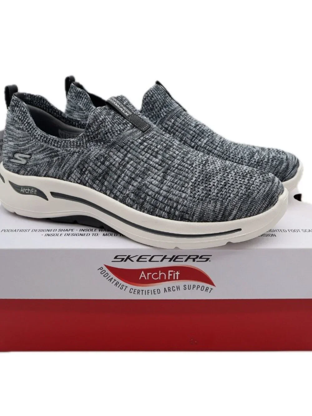 Skechers Go Walk Arch Fit Women's Slip On Gray Blue Rainbow Sunrise Size 10